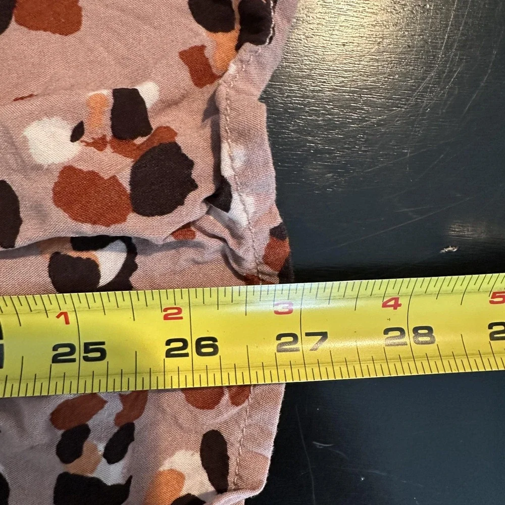 beachlunchlounge Shirt Womens XL Brown‎ Leopard Print Boho Tiered Ruffle V-Neck